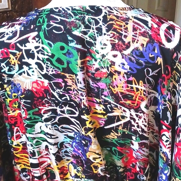 TRUTH Balloon Sleeve Multi-Color V-Cut Crop Top Plus Size 2X - Picture 6 of 10